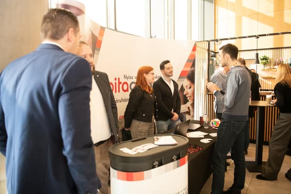 Attendees at the Pepita booth