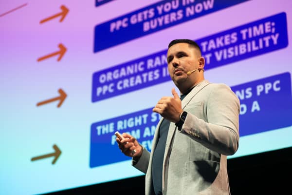 Speaker presenting PPC strategy