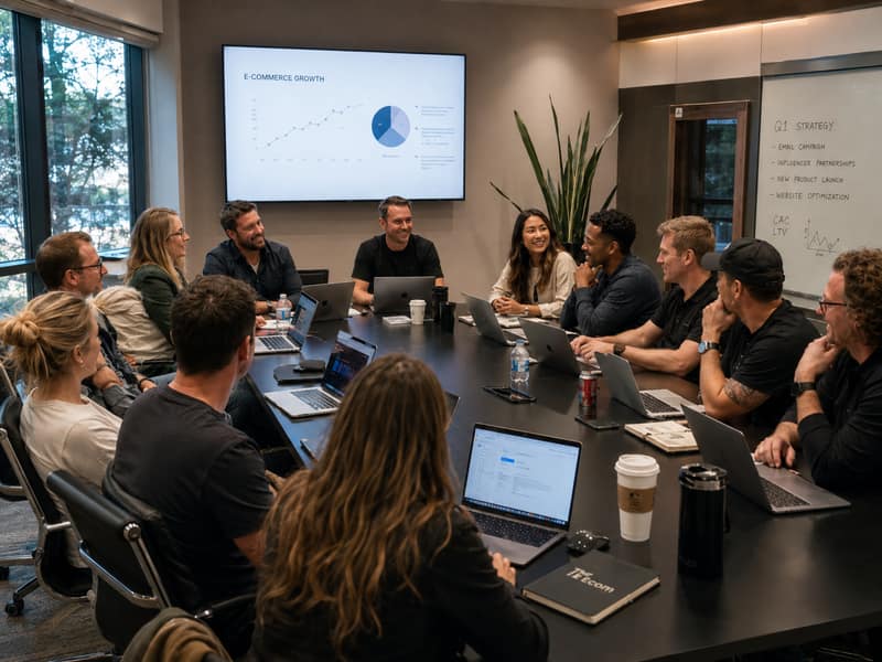 Mastermind group working together around a table