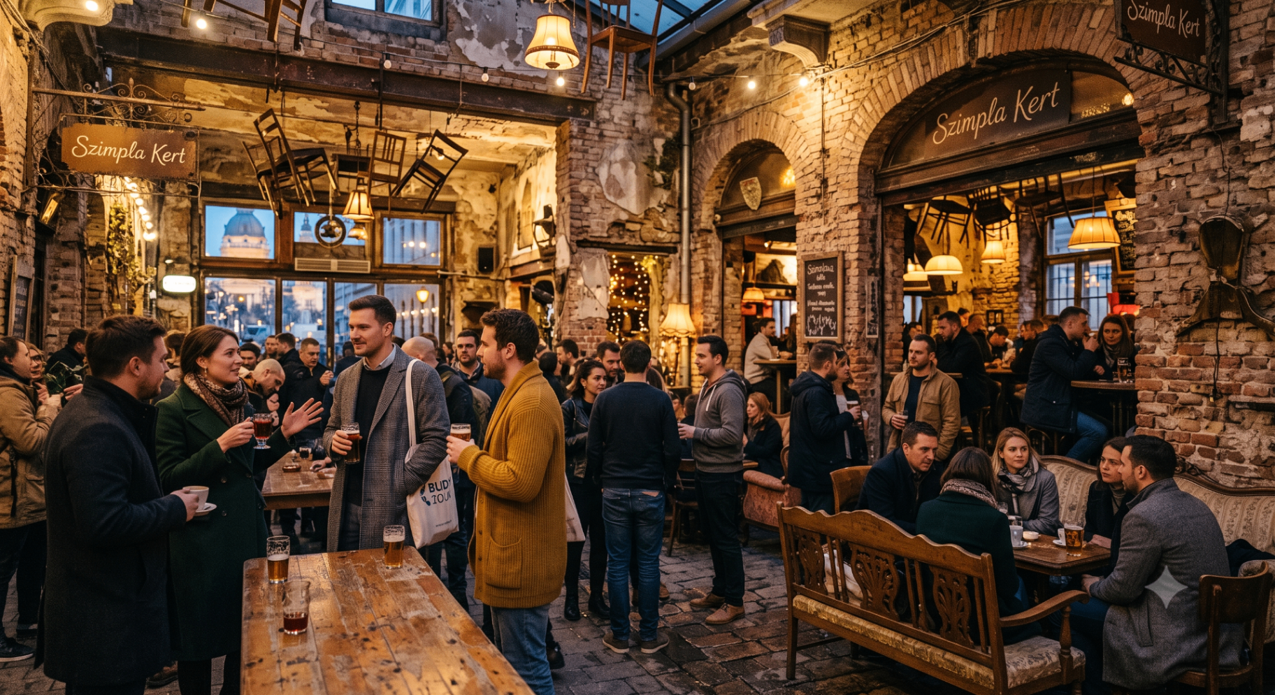 Szimpla Kert ruin bar atmosphere in Budapest