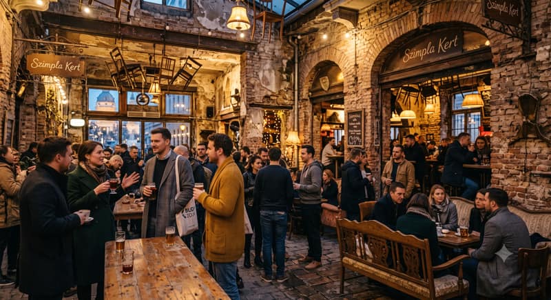 Szimpla Kert ruin bar atmosphere in Budapest