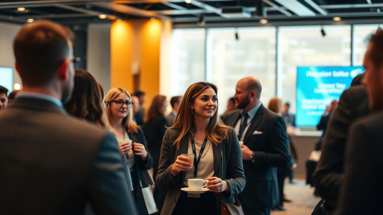 Conference attendees networking
